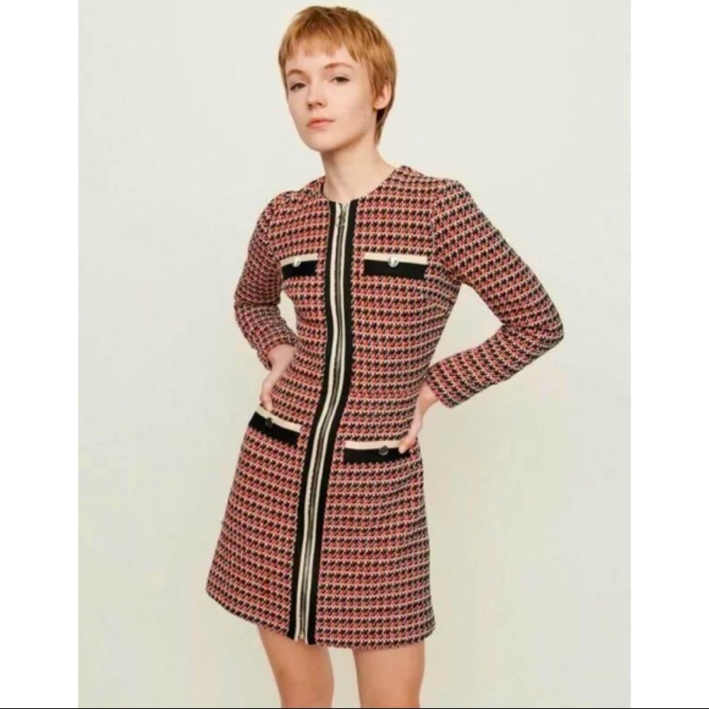 MAJE red Romane Tweed Mini Dress